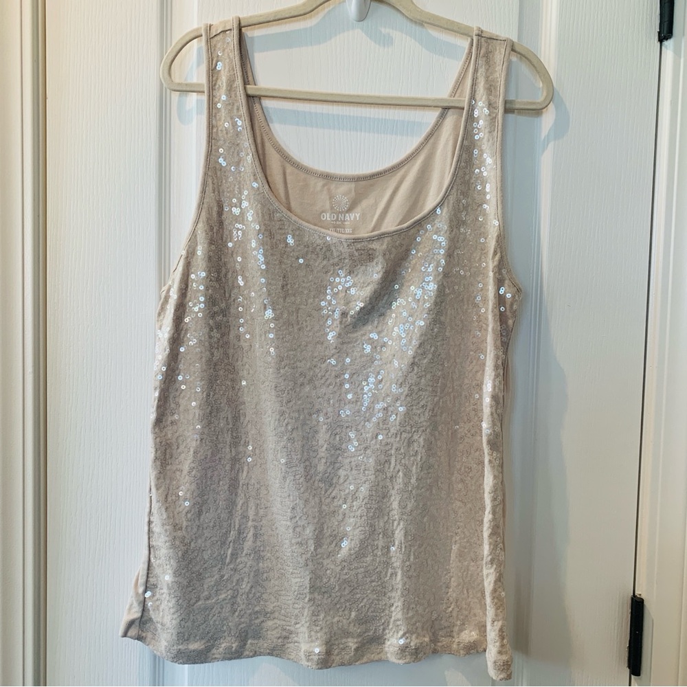 OLD NAVY Women’s Tan Shimmering Sequin Tank Top XXL - Picture 3 of 11